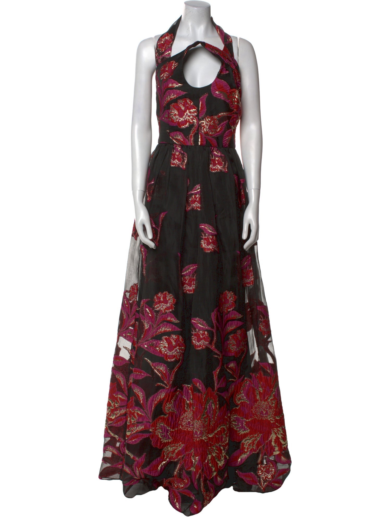 Marchesa Notte Floral Print Long Dress