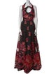 Marchesa Notte Floral Print Long Dress