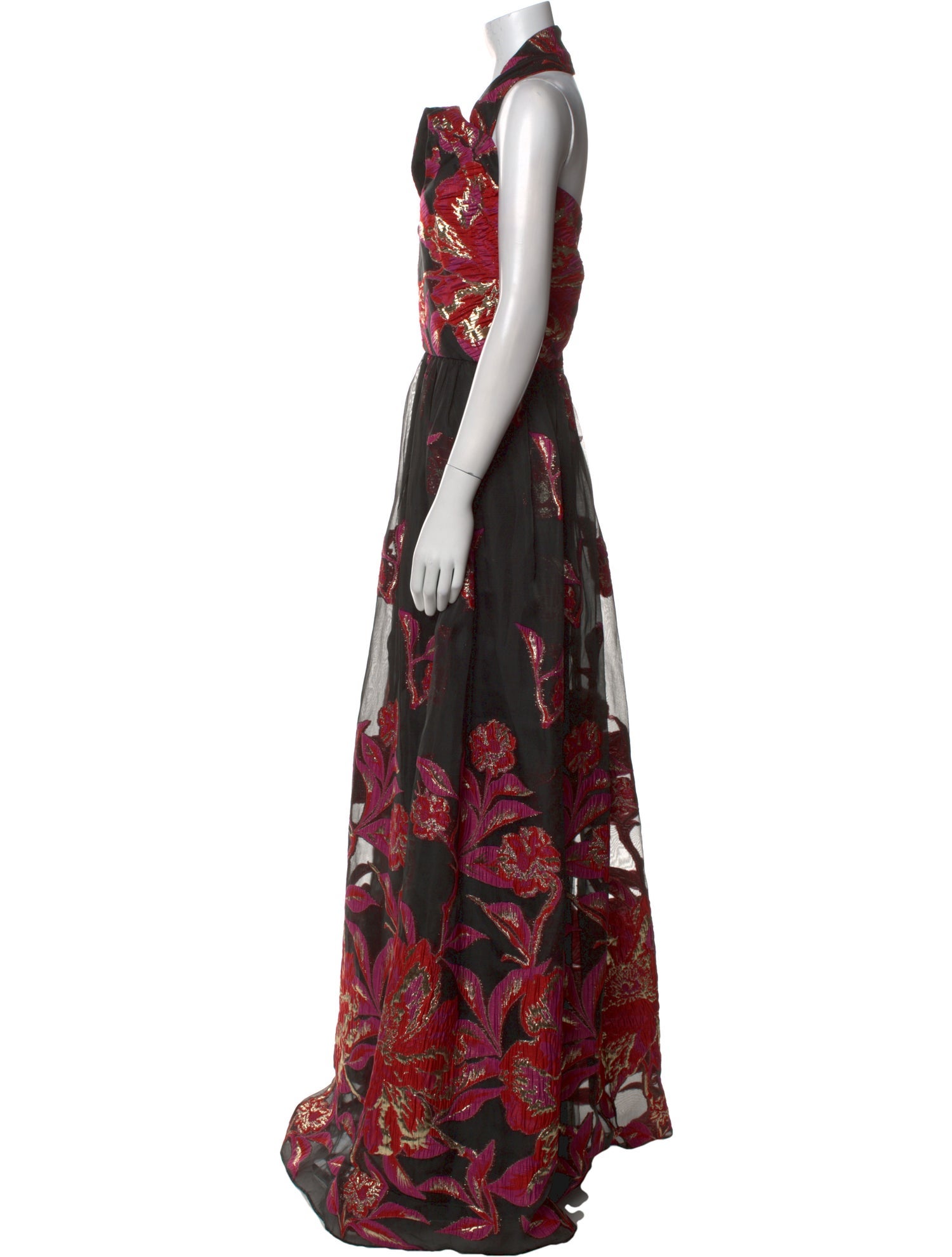 Marchesa Notte Floral Print Long Dress