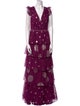 Marchesa Notte Polka Dot Print Long Dress