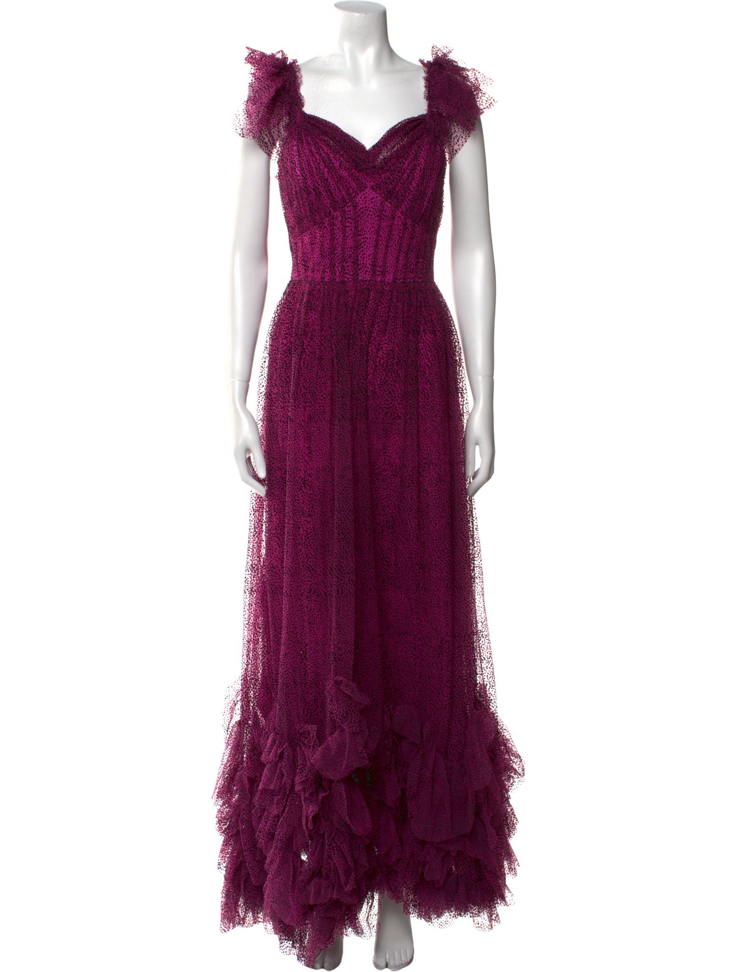 Marchesa Notte Lace Pattern Long Dress