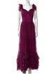 Marchesa Notte Lace Pattern Long Dress