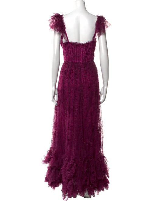 Marchesa Notte Lace Pattern Long Dress