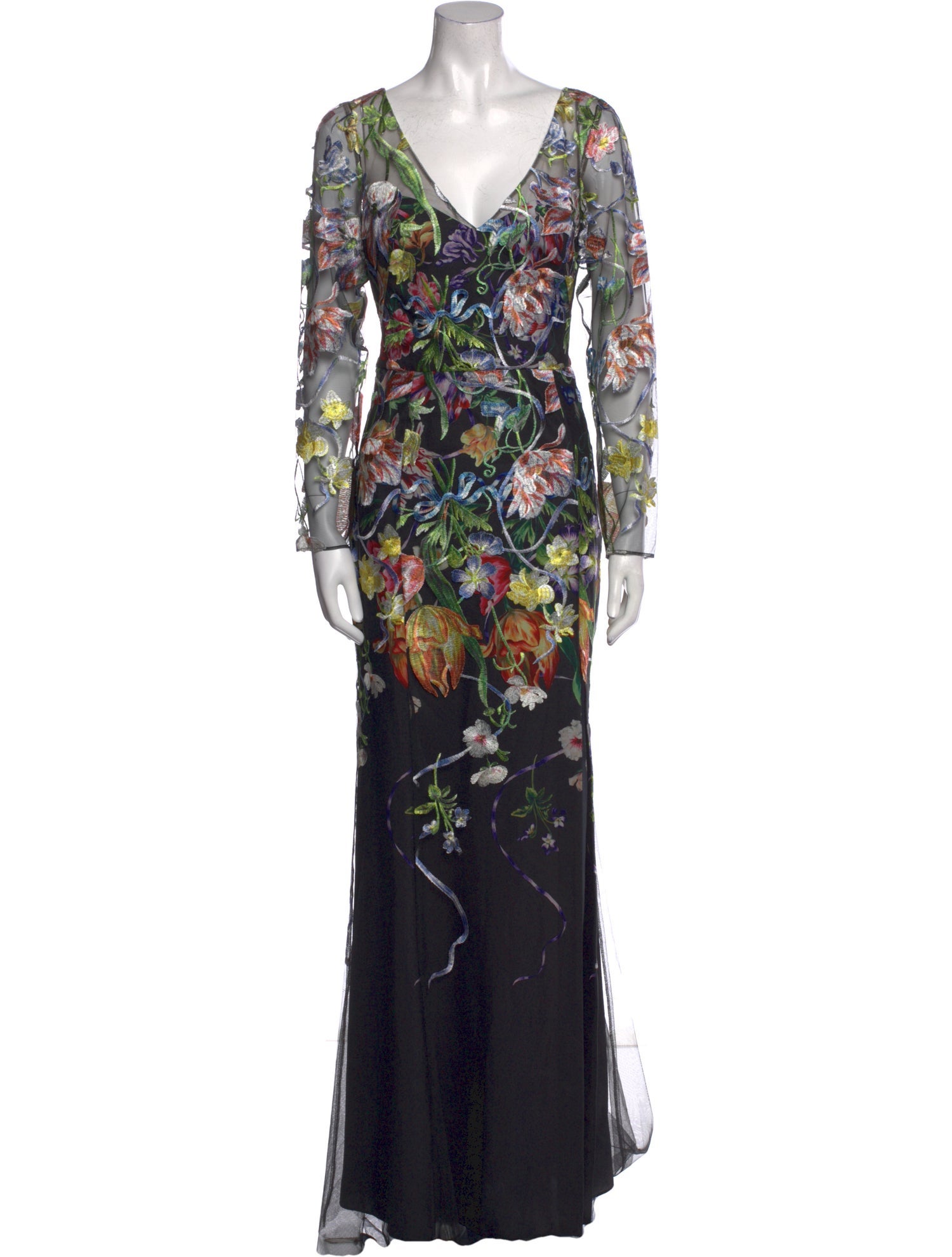Marchesa Notte Floral Print Long Dress w/ Tags