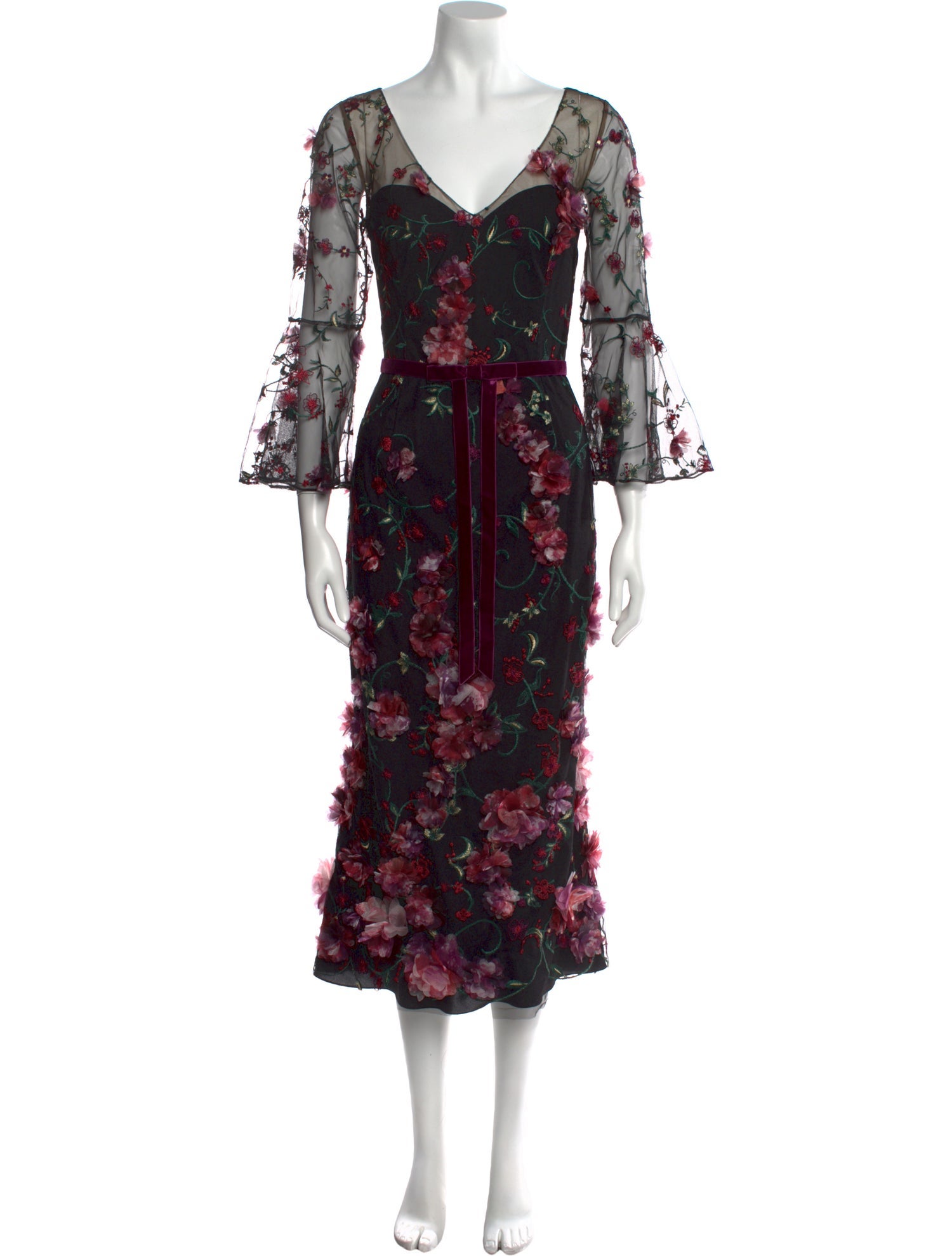 Marchesa Notte Floral Print Long Dress w/ Tags