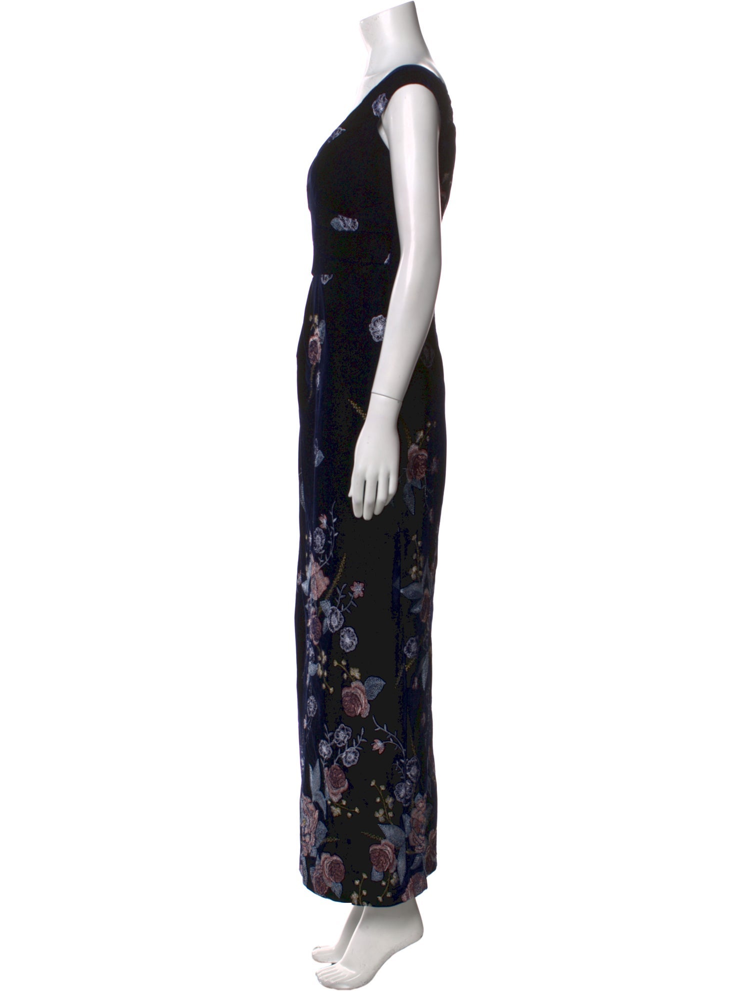 Marchesa Notte Floral Print Long Dress