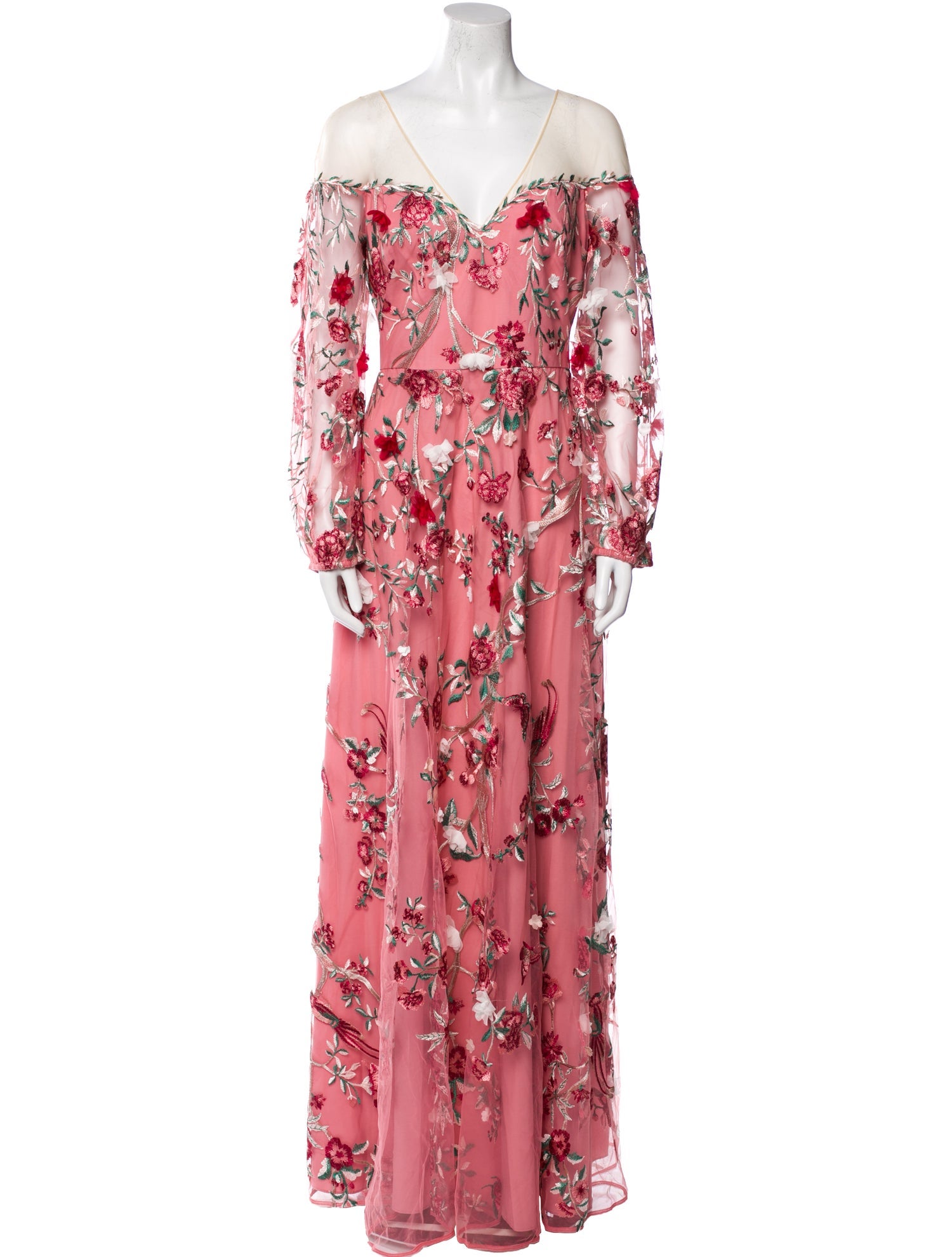 Marchesa Notte Floral Print Long Dress w/ Tags