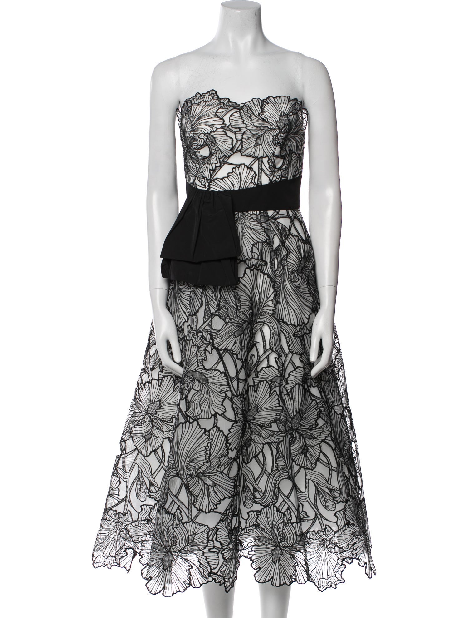 Marchesa Notte Lace Pattern Midi Length Dress