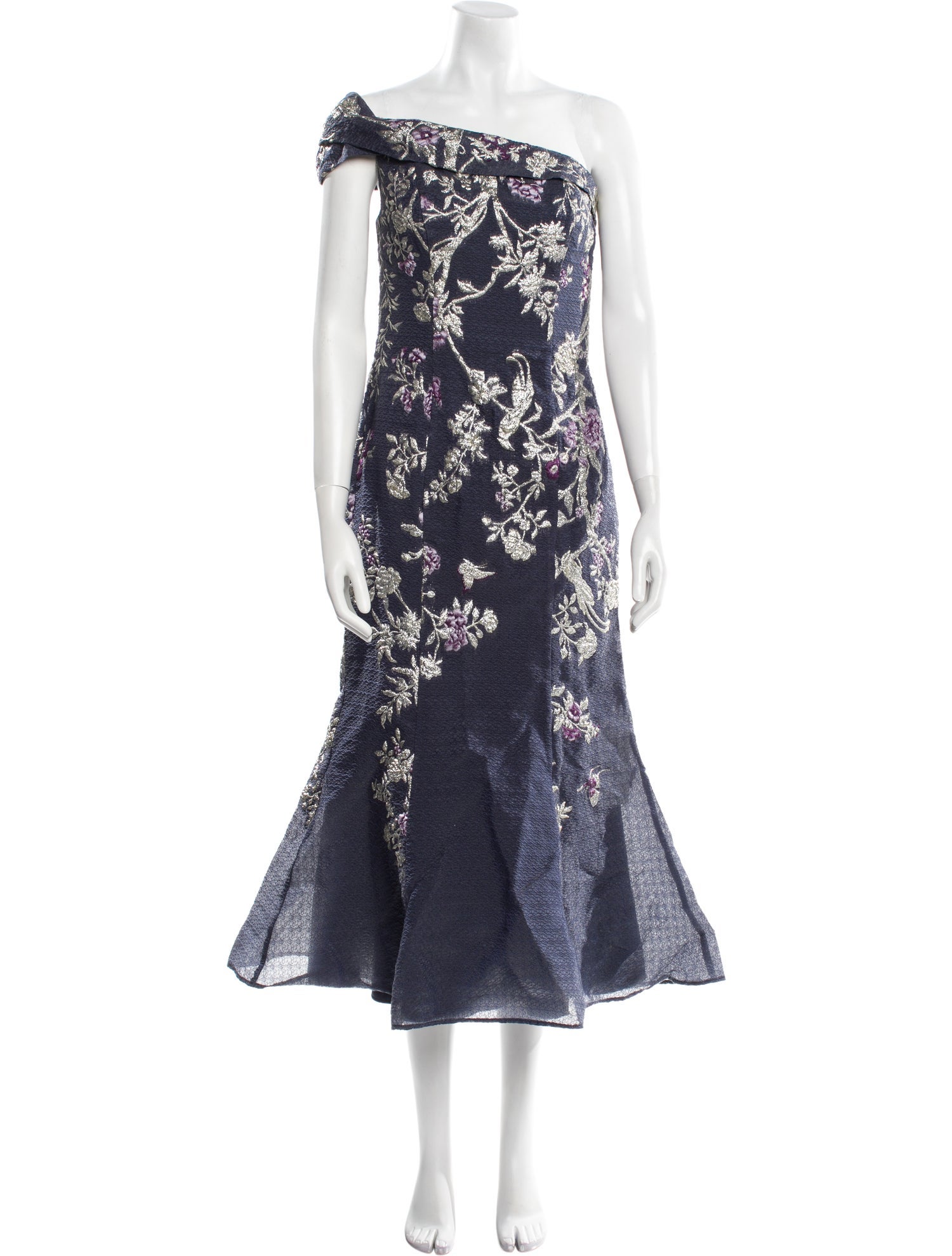 Marchesa Notte Floral Print Midi Length Dress