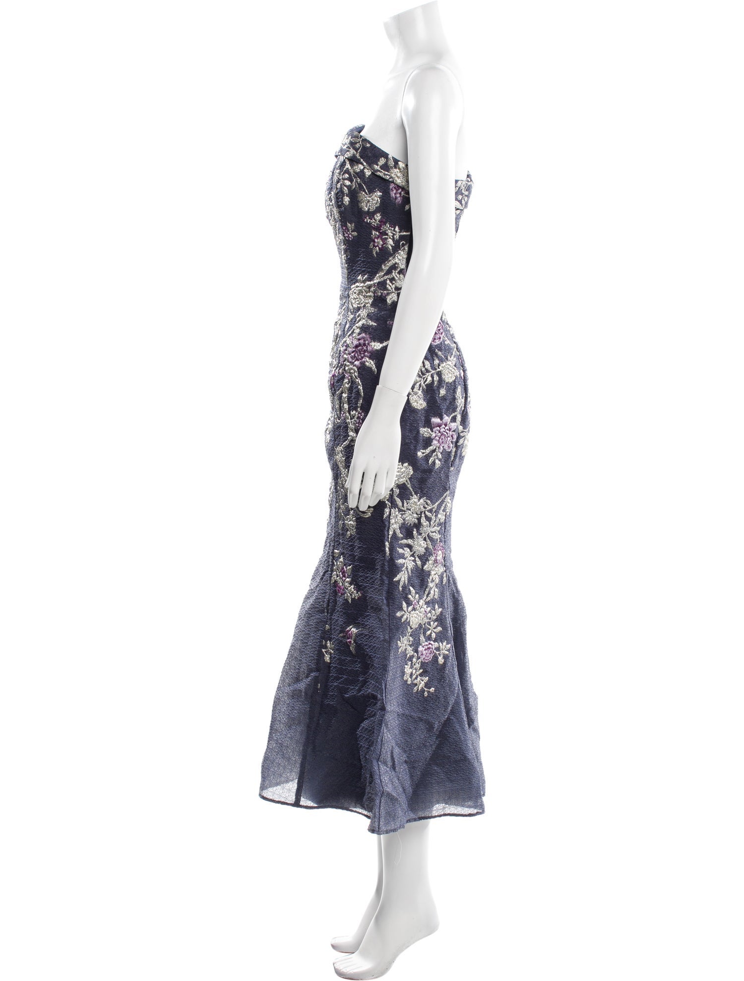 Marchesa Notte Floral Print Midi Length Dress