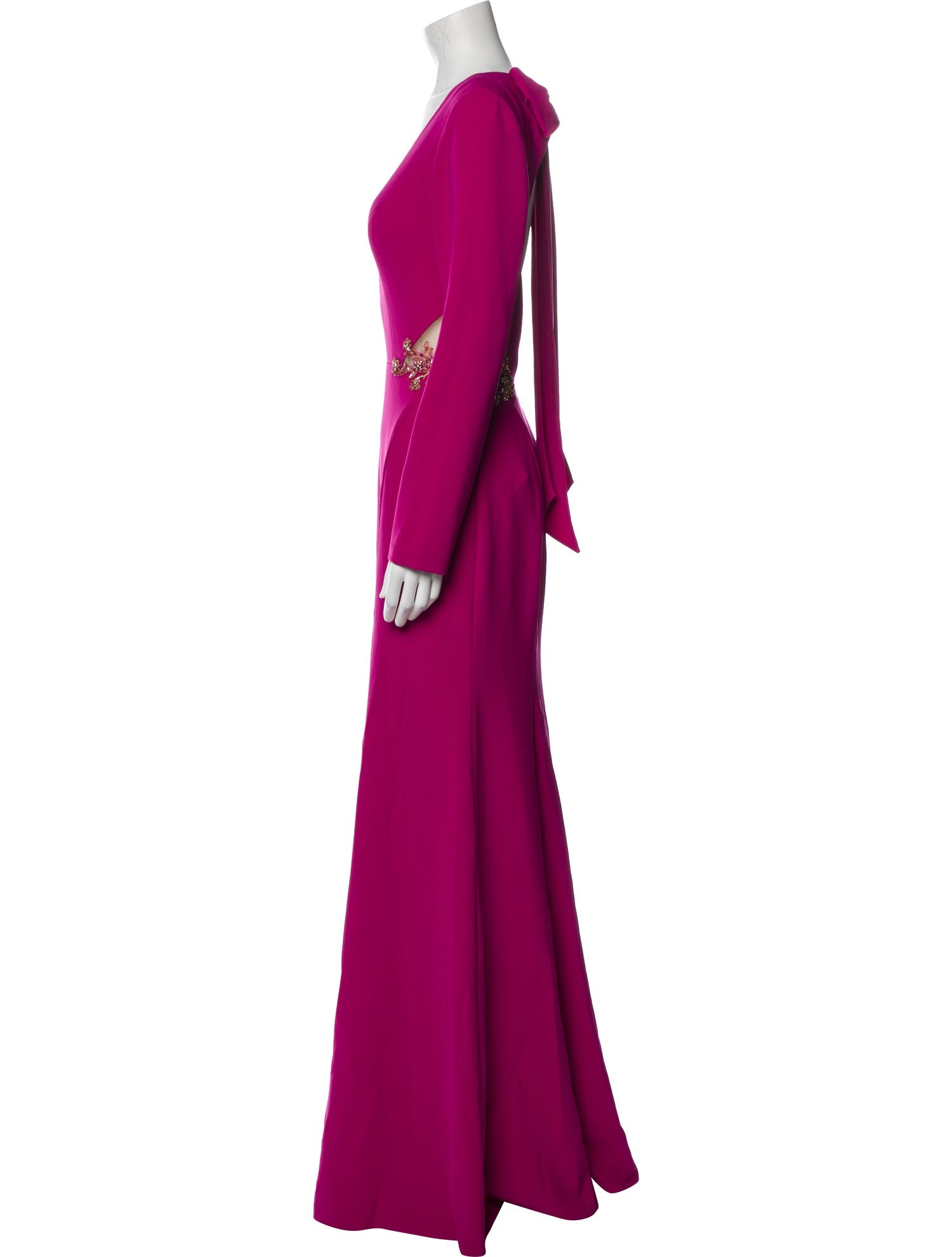 Marchesa Notte Plunge Neckline Long Dress