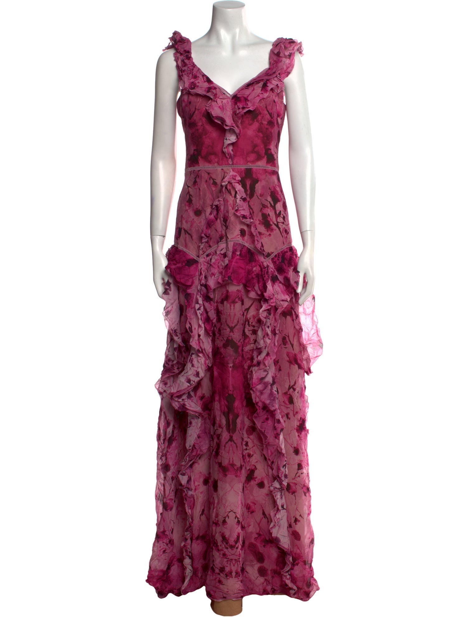 Marchesa Notte Floral Print Long Dress