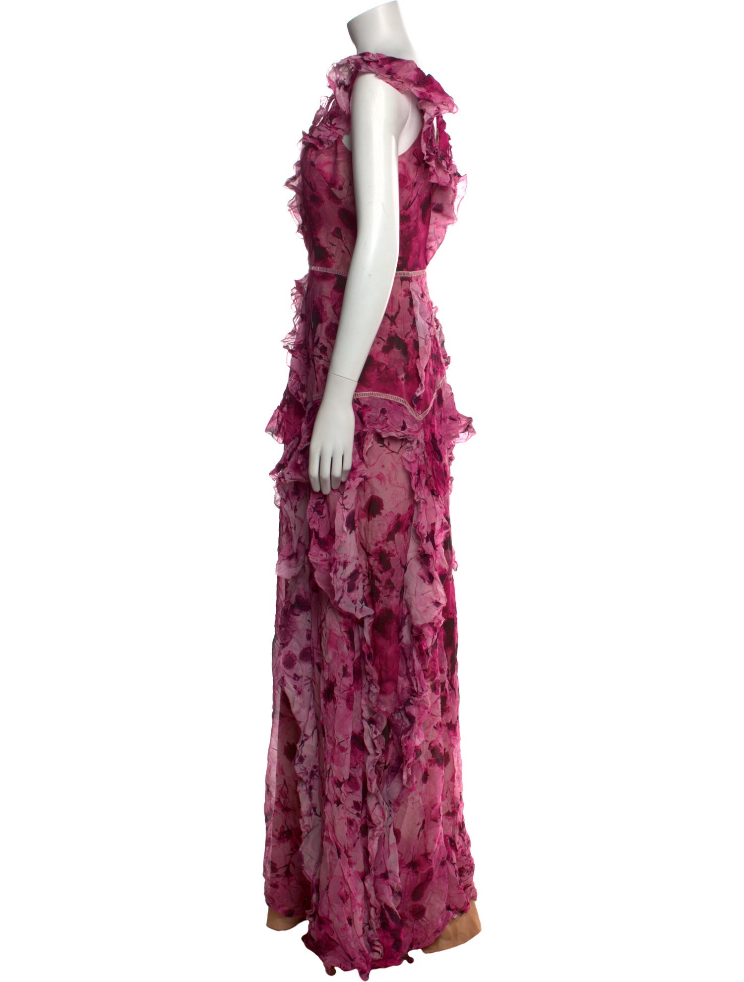 Marchesa Notte Floral Print Long Dress