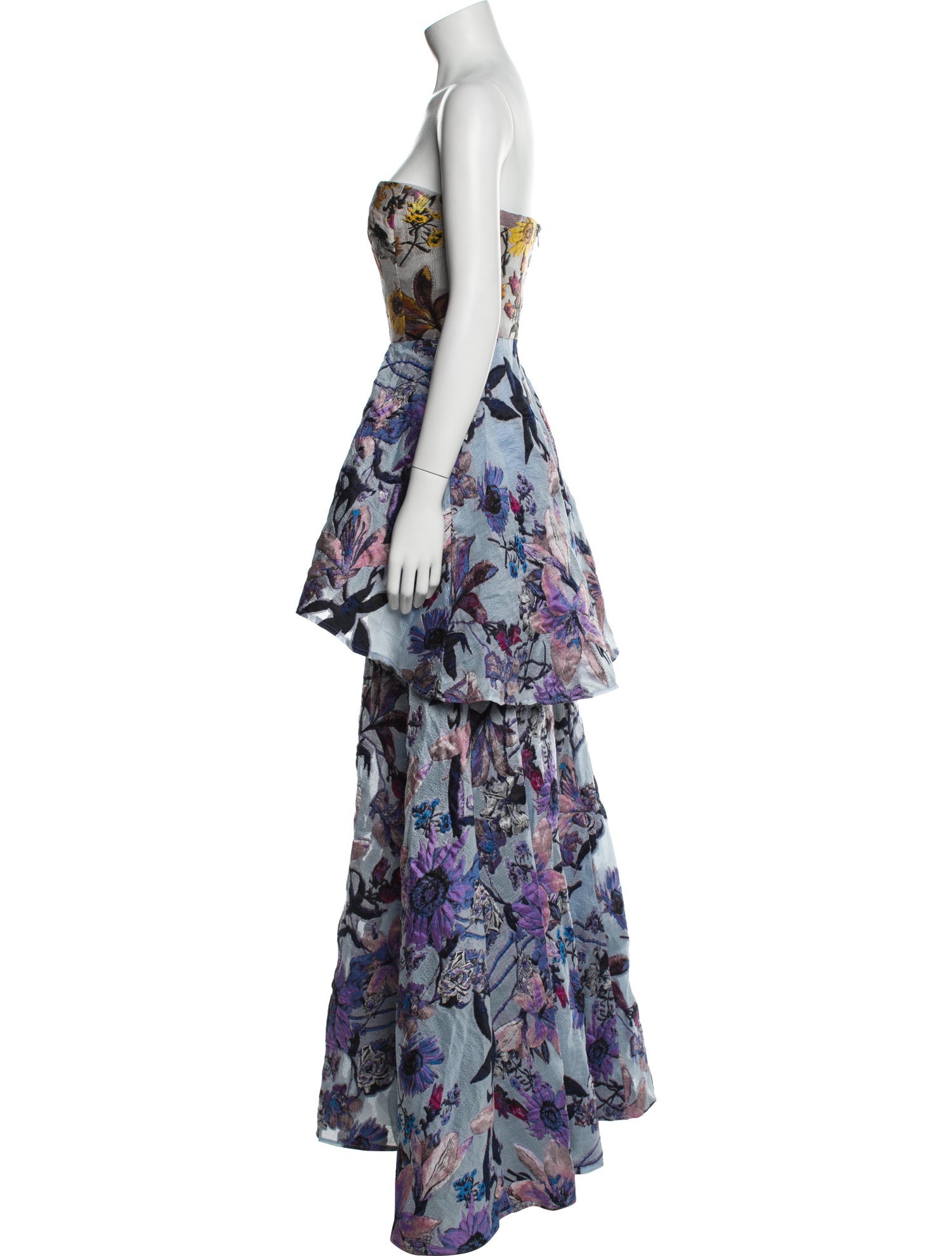 Marchesa Notte Floral Print Long Dress