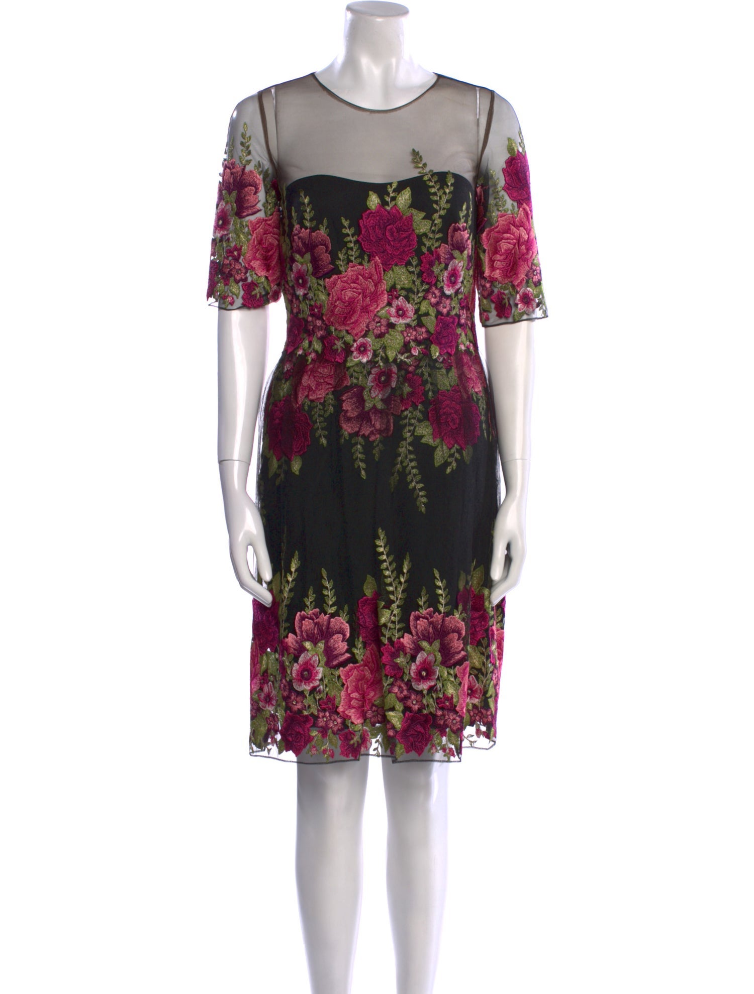 Marchesa Notte Floral Print Knee-Length Dress w/ Tags