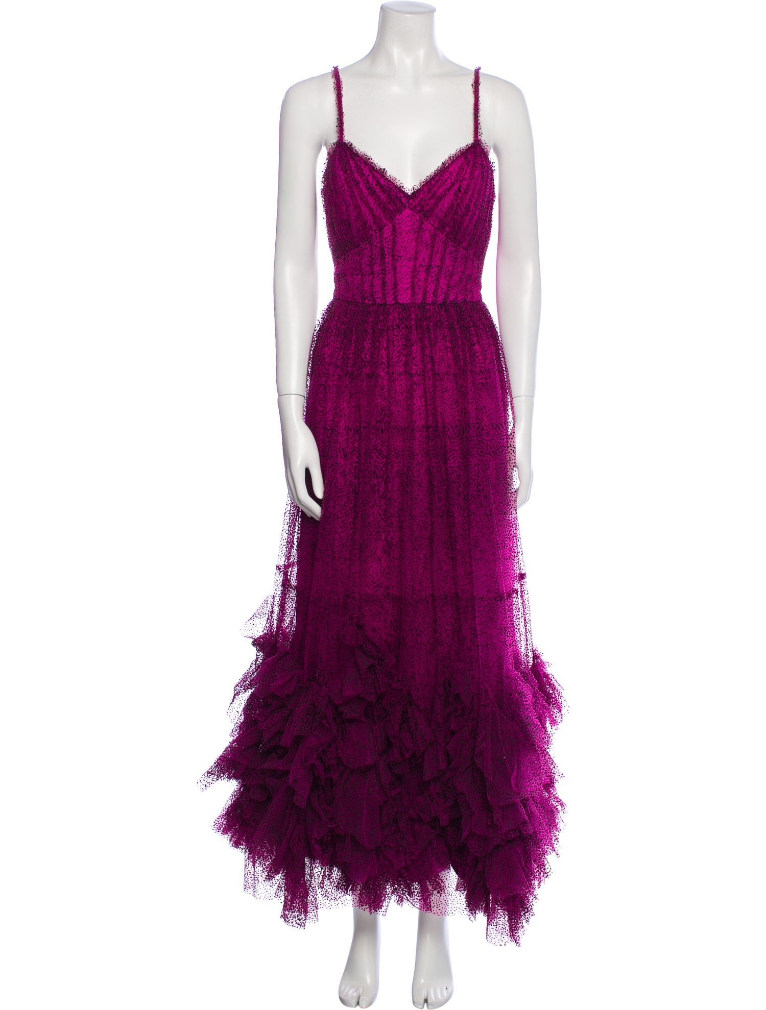 Marchesa Notte Lace Pattern Long Dress