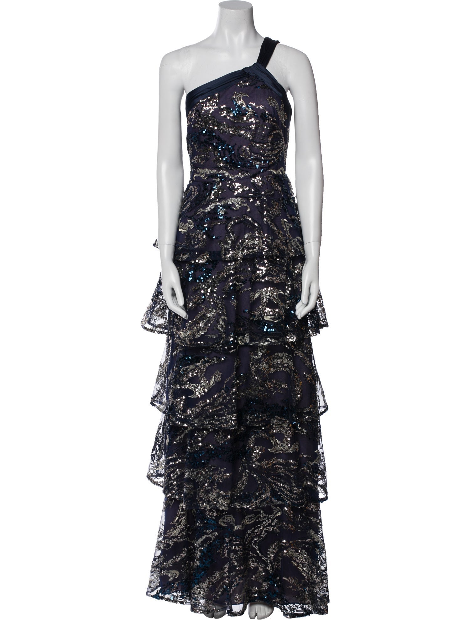 Marchesa Notte Floral Print Long Dress