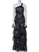 Marchesa Notte Floral Print Long Dress