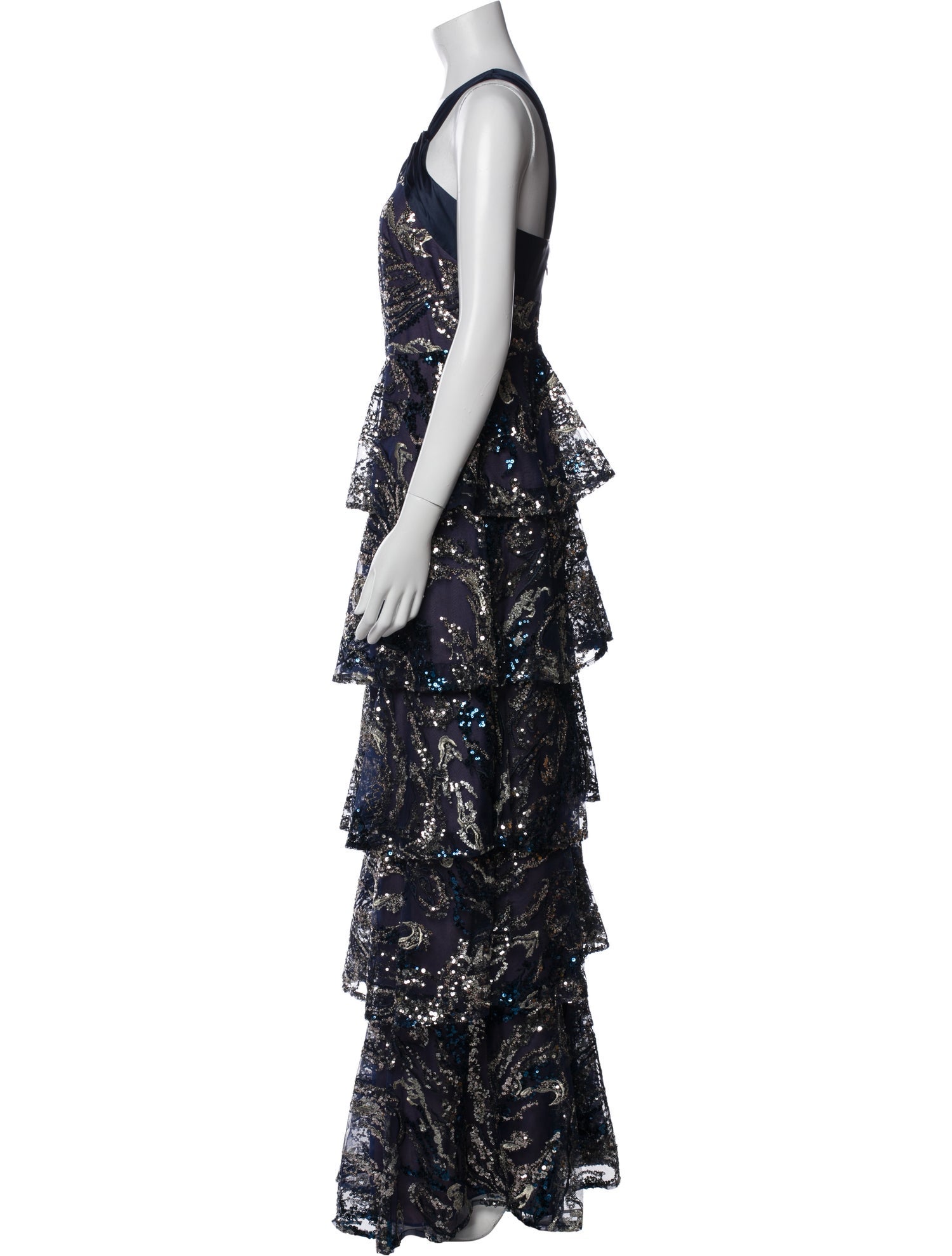 Marchesa Notte Floral Print Long Dress