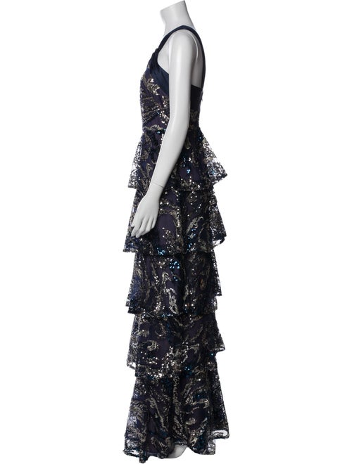 Marchesa Notte Floral Print Long Dress