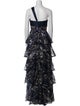 Marchesa Notte Floral Print Long Dress