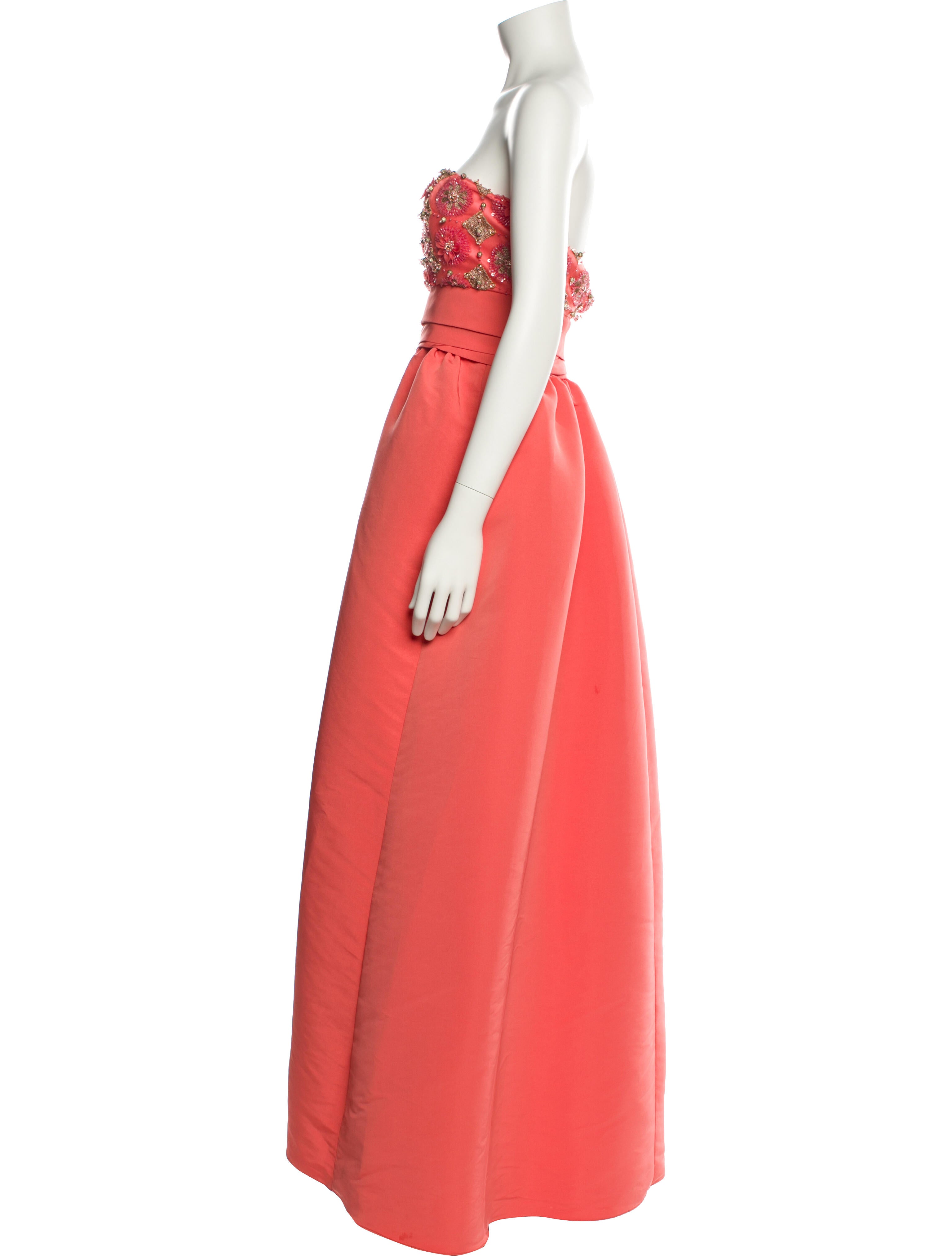 Marchesa Notte Strapless Midi Length Dress