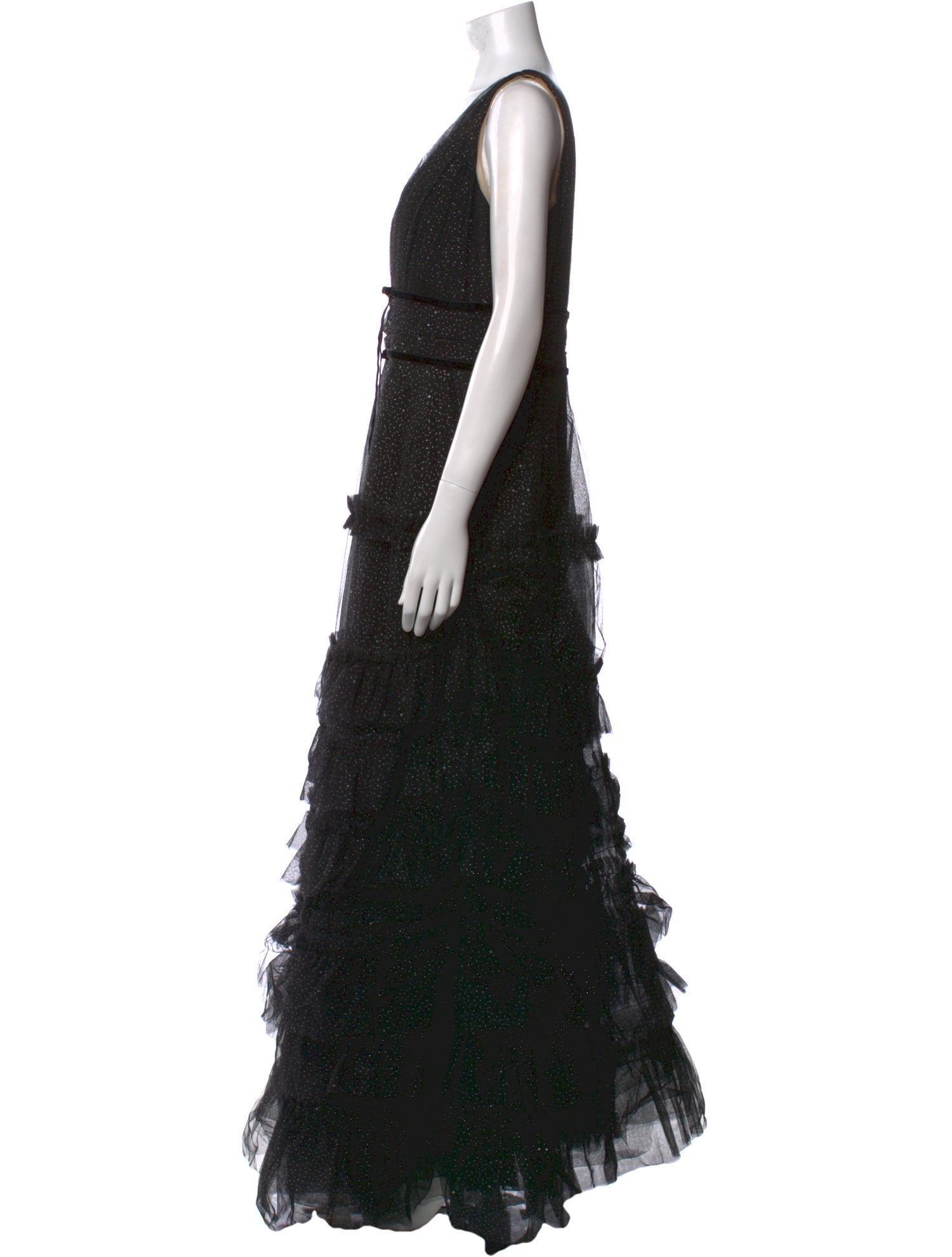 Marchesa Notte V-Neck Long Dress