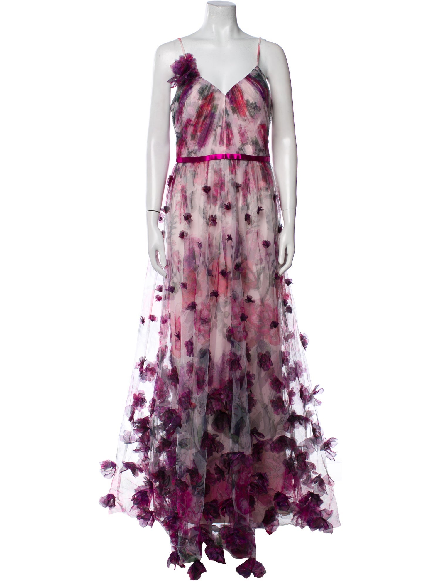 Marchesa Notte Floral Print Long Dress