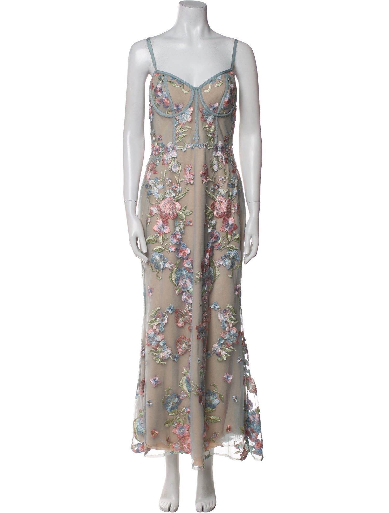 Marchesa Notte Floral Print Long Dress