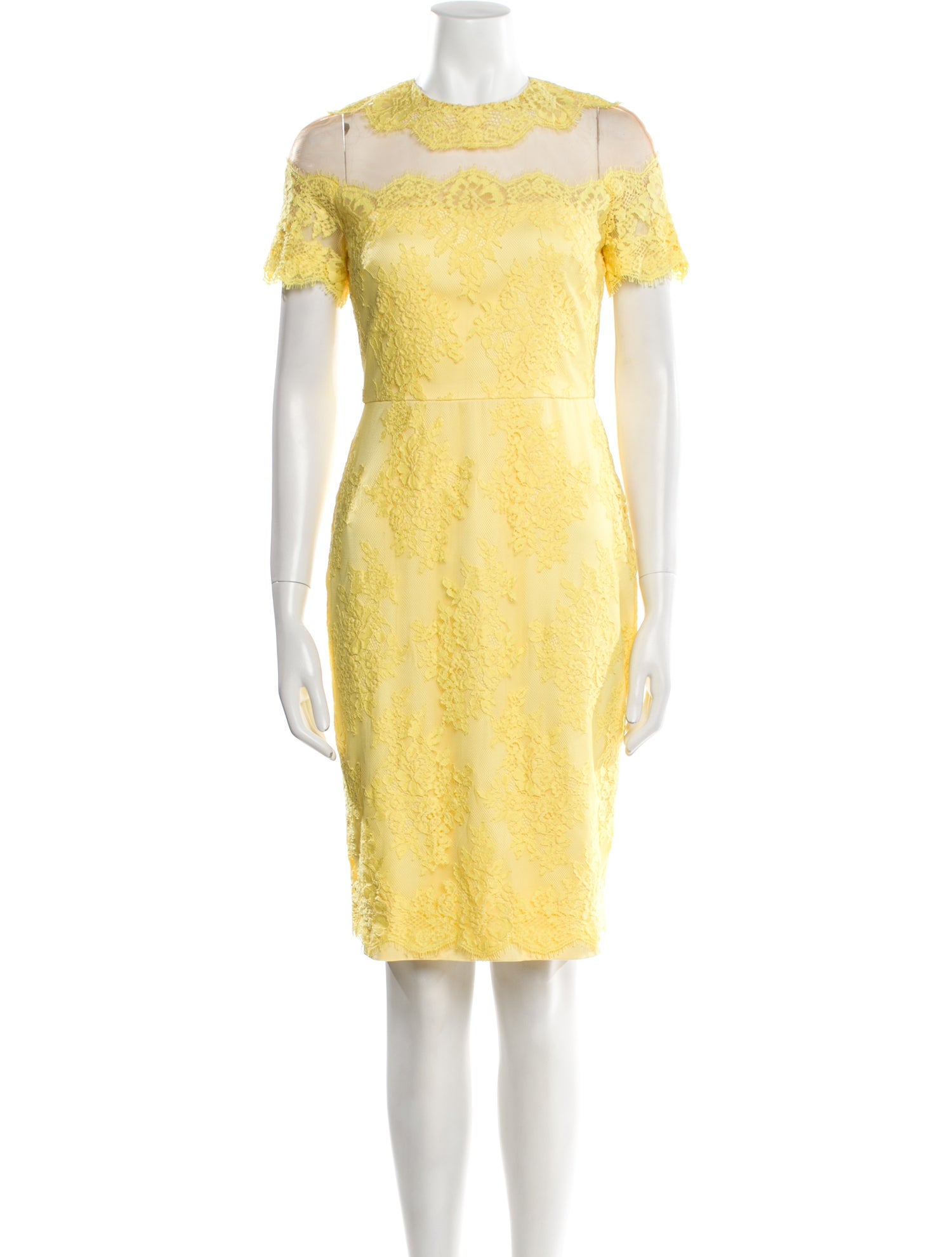Marchesa Notte Crew Neck Knee-Length Dress