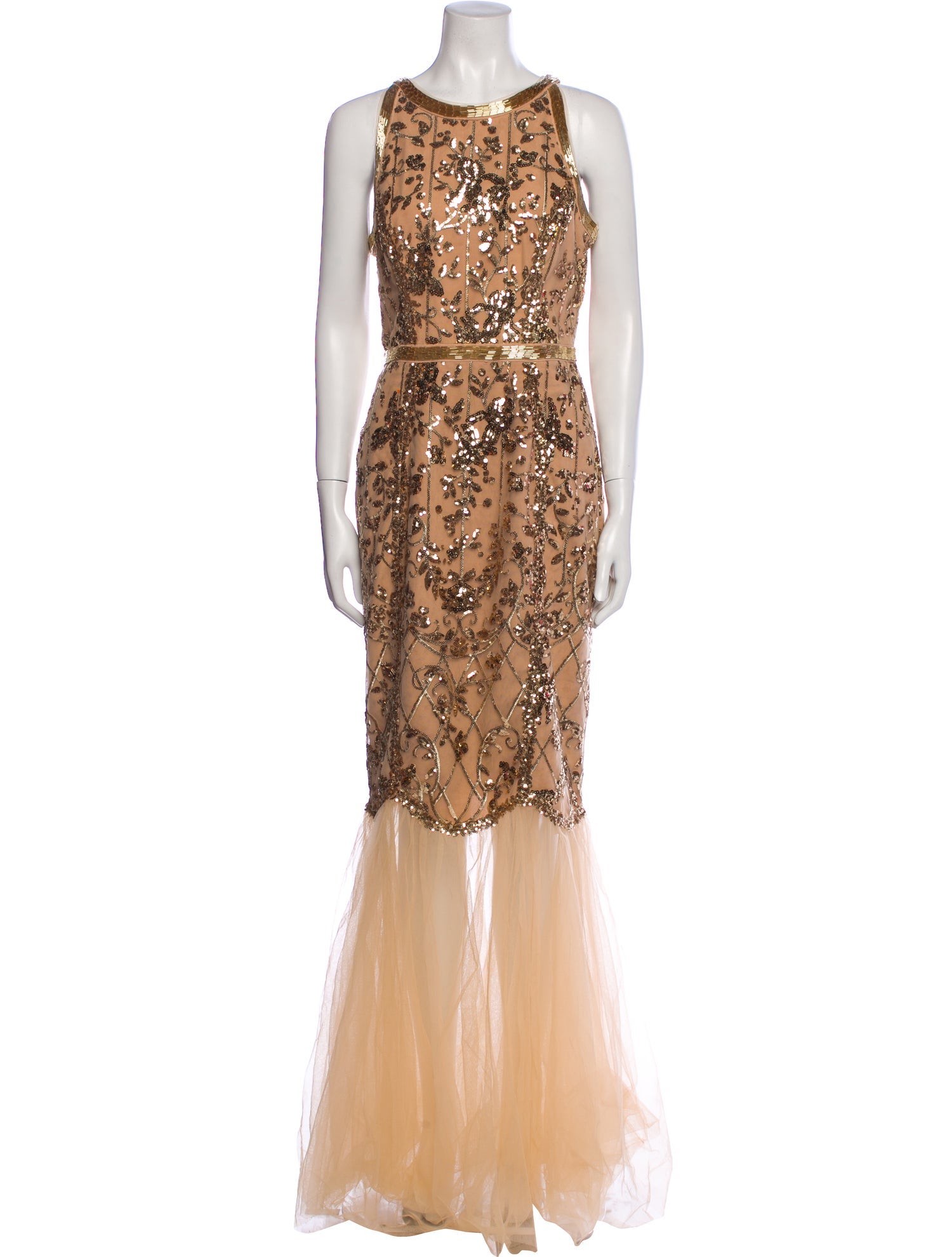 Marchesa Notte Lace Pattern Long Dress w/ Tags - Neutrals Dresses, Clothing  - WMH37900 | The RealReal