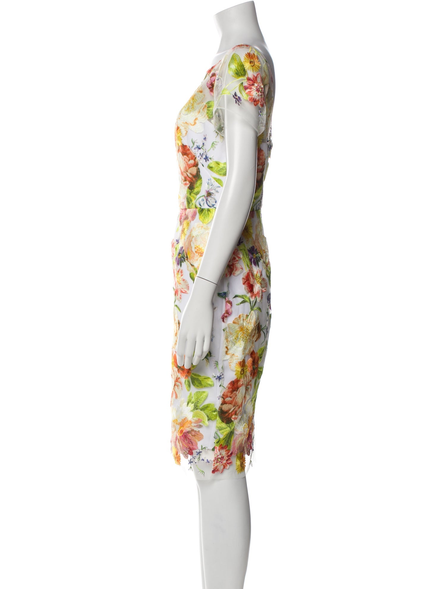 Marchesa Notte Floral Print Knee-Length Dress