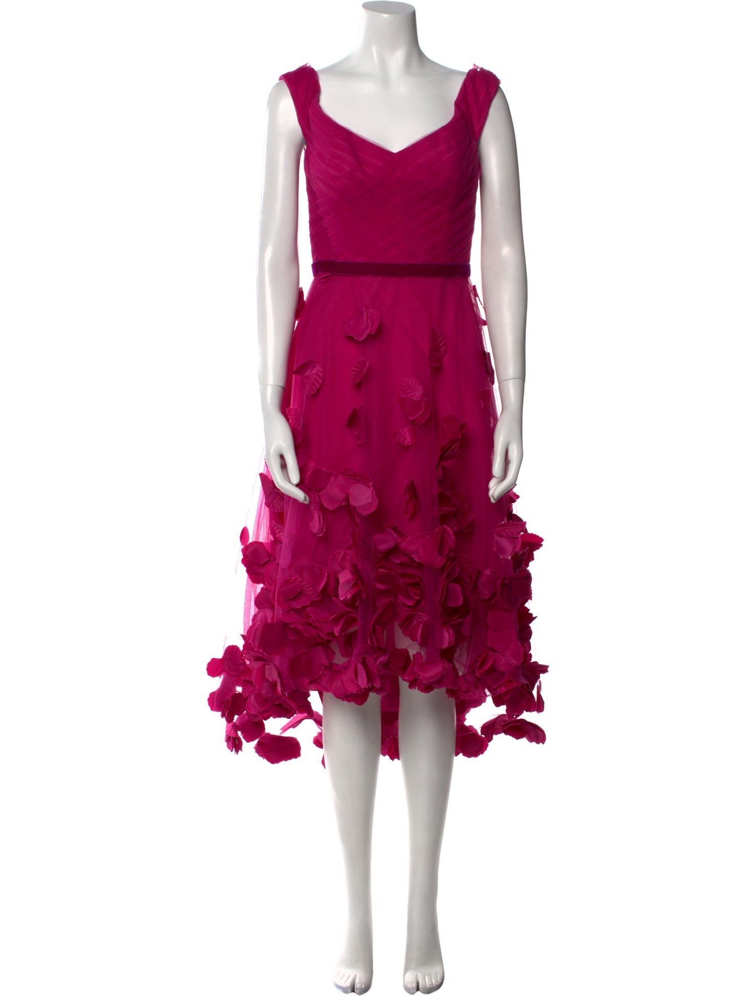 Marchesa Notte V-Neck Midi Length Dress