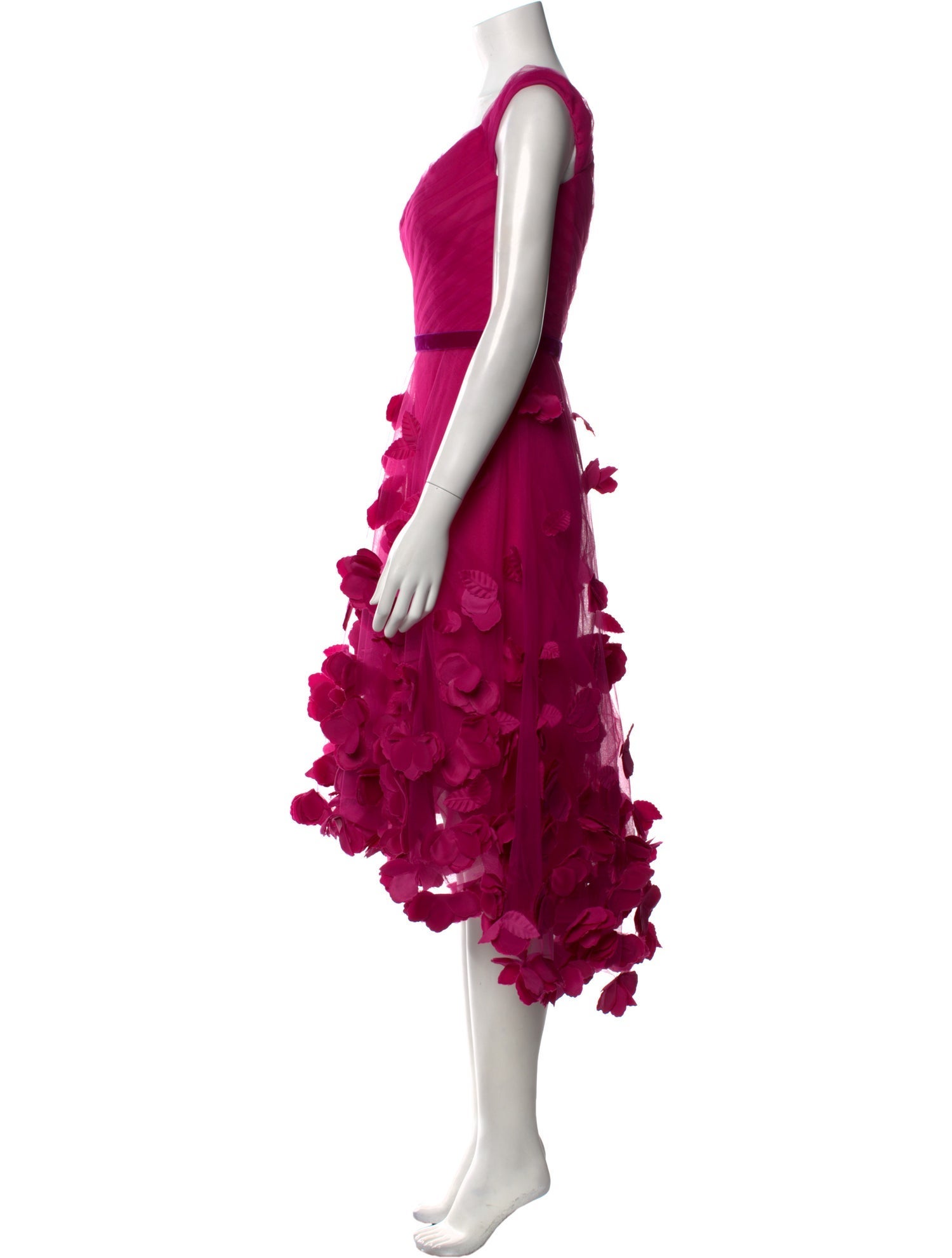 Marchesa Notte V-Neck Midi Length Dress