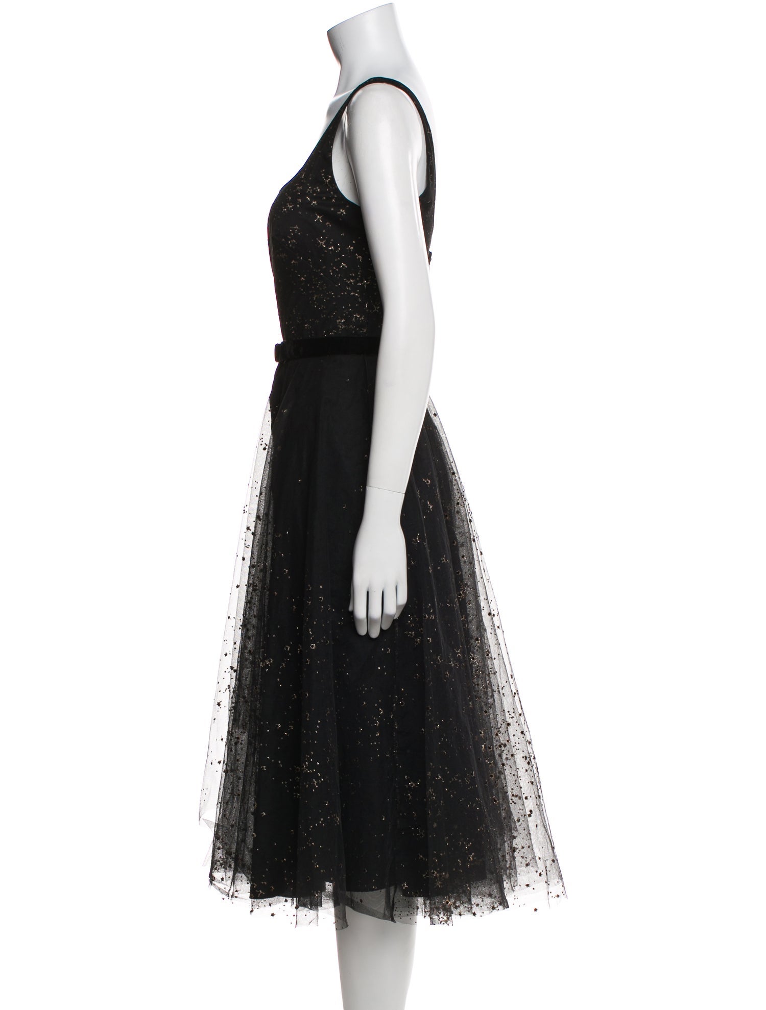 Marchesa Notte Square Neckline Midi Length Dress