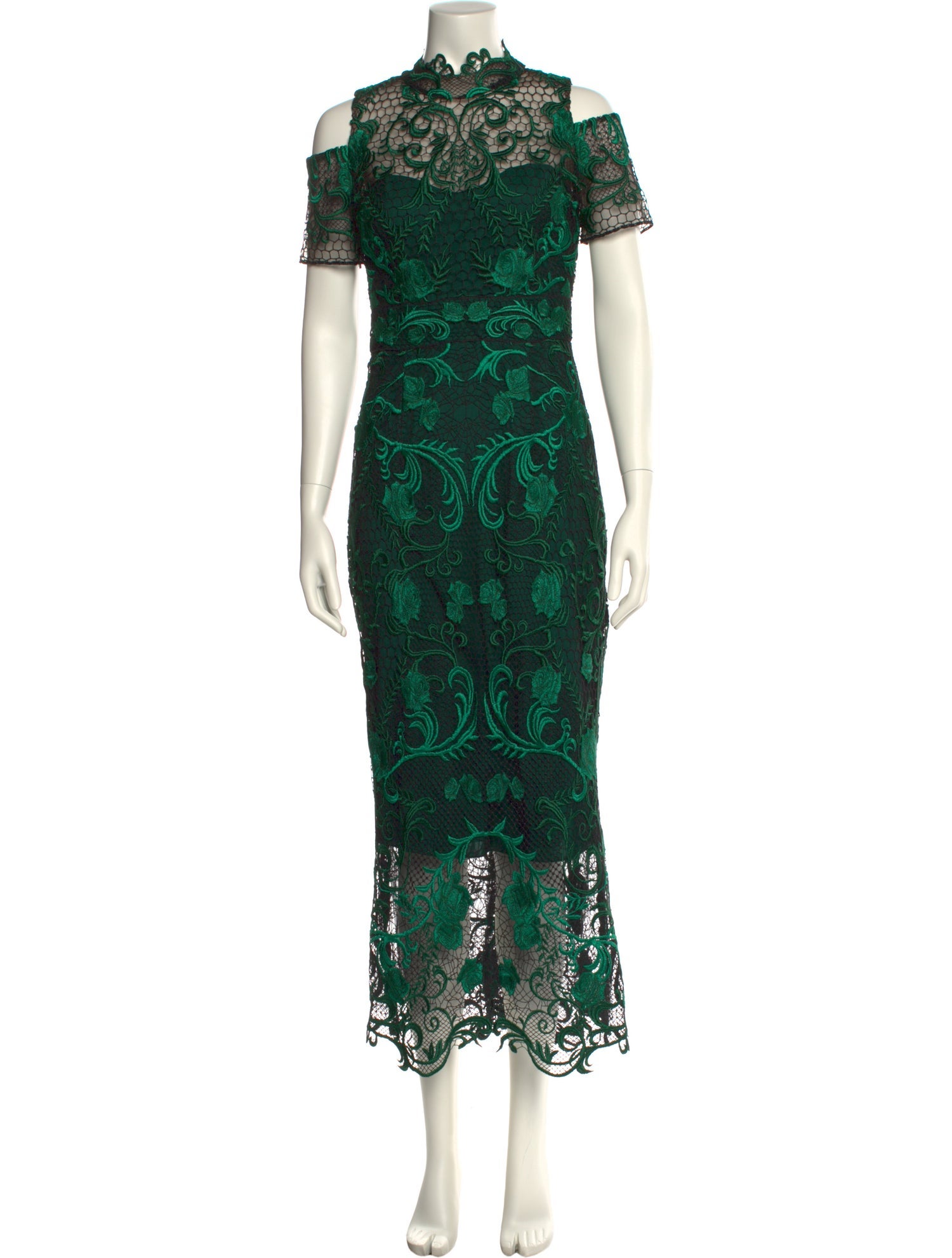 Marchesa Notte Lace Pattern Long Dress