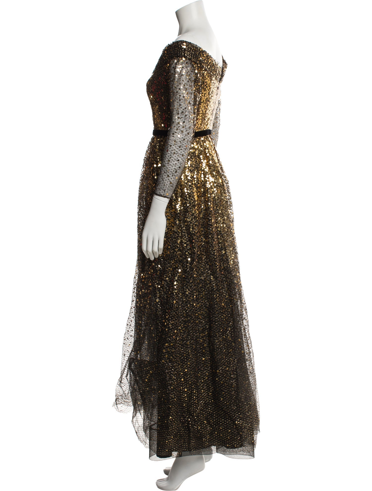 Marchesa Notte Sequin Degrade Gown, 8 / Black