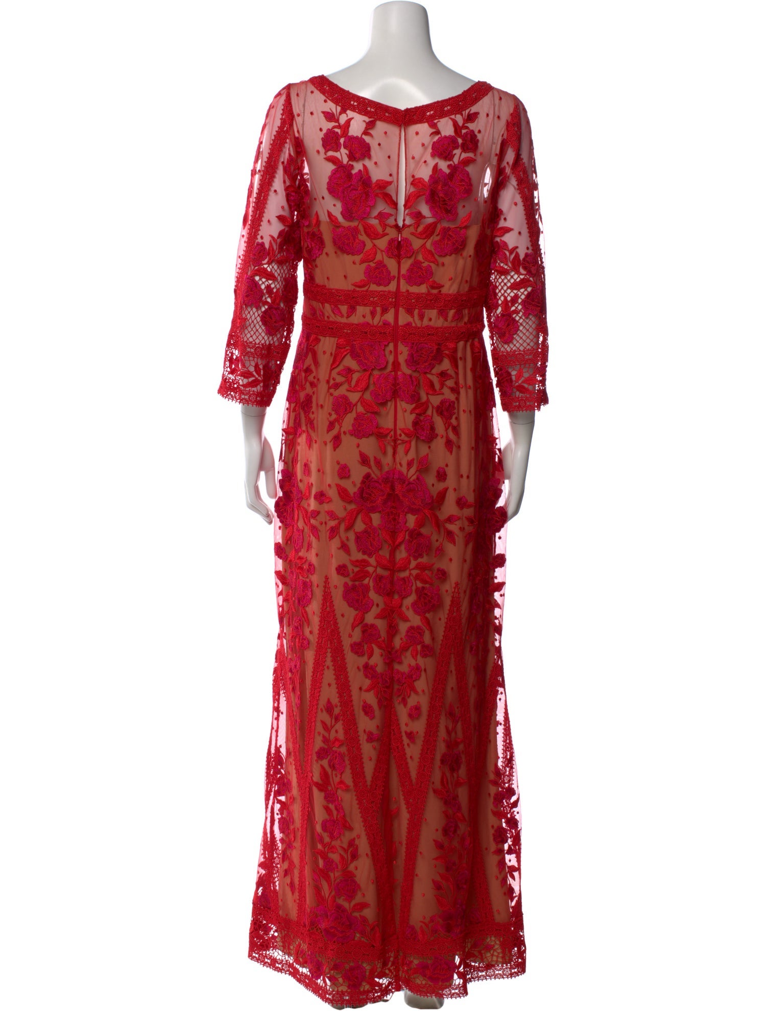 Marchesa Notte 赤色刺繍ドレス サイズ0 Marchesa Notte Floral Print Long Dress - Red Dresses, Clothing