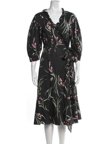 Pre-owned Marchesa Notte Floral Print Midi Length Dress W/ Tags In Multicolor
