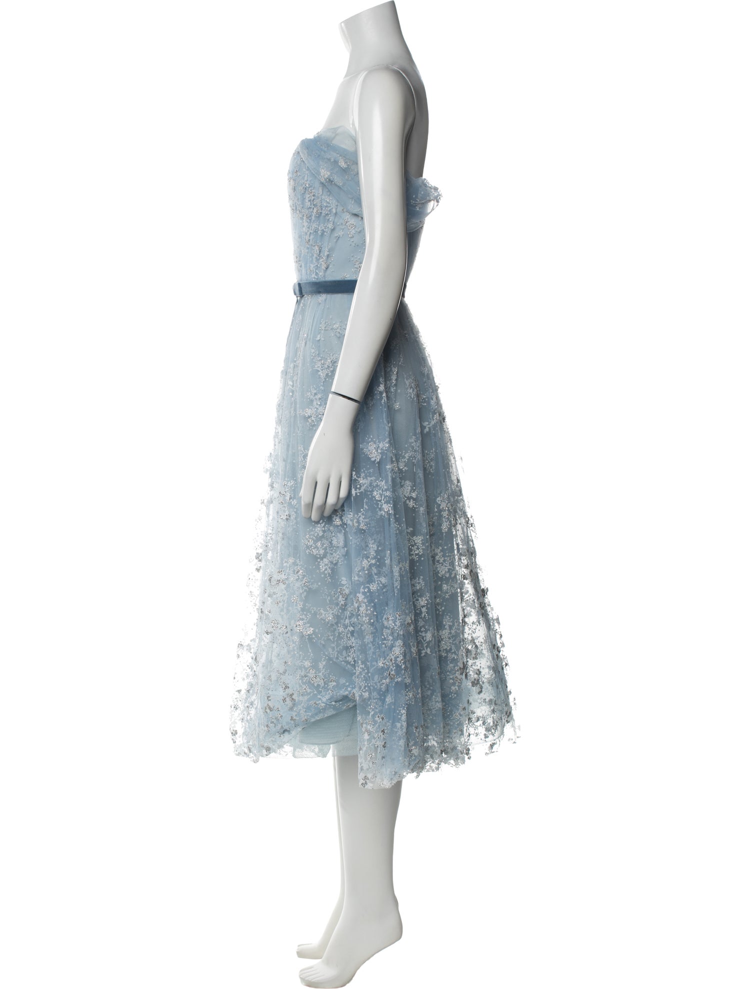 Marchesa Notte Floral Print Midi Length Dress