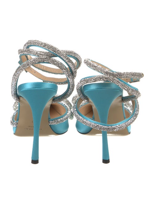 Mach & Mach Satin Crystal Embellishments Slingback Pumps