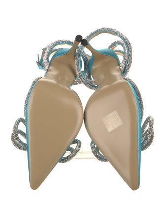 Mach & Mach Satin Crystal Embellishments Slingback Pumps