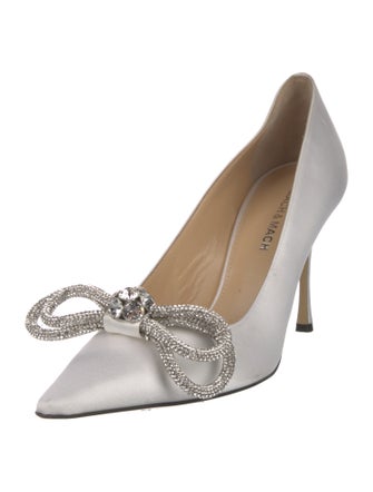 Mach & Mach Satin Crystal Embellishments Pumps