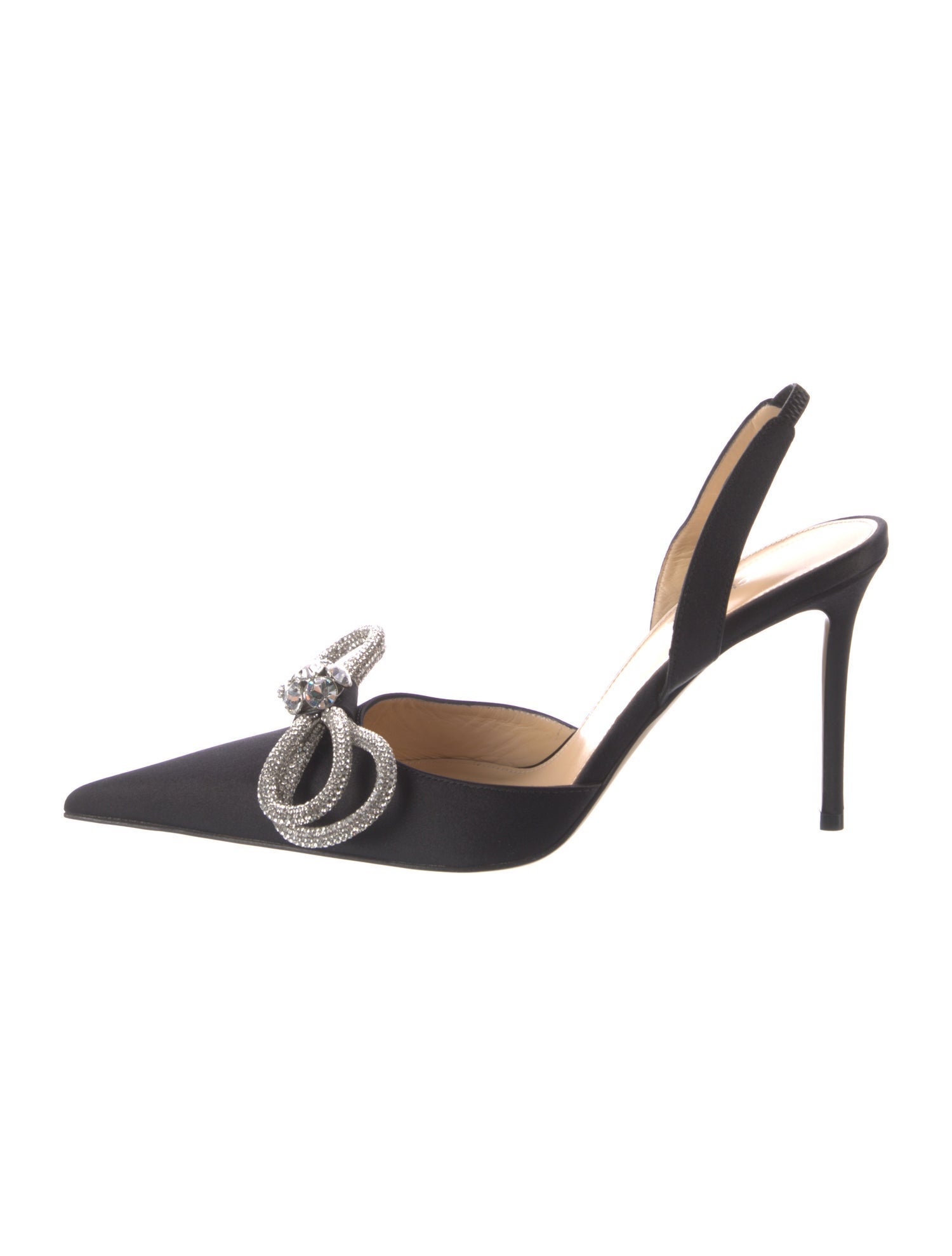 Mach & Mach Satin Floral Print Slingback Pumps