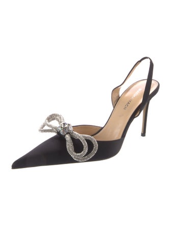 Mach & Mach Satin Floral Print Slingback Pumps