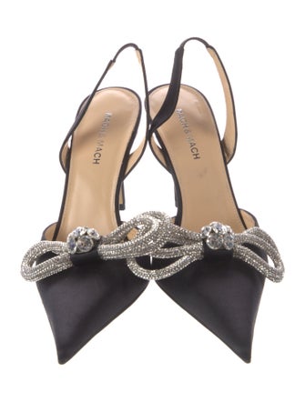 Mach & Mach Satin Floral Print Slingback Pumps