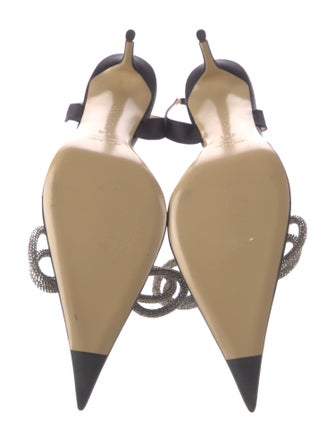 Mach & Mach Satin Floral Print Slingback Pumps