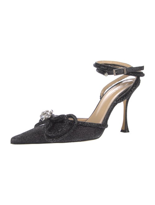 Mach & Mach Glitter Bow Accents Slingback Pumps