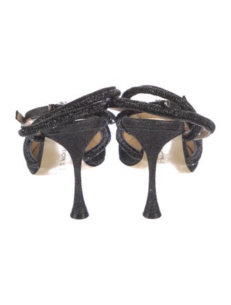 Mach & Mach Glitter Bow Accents Slingback Pumps