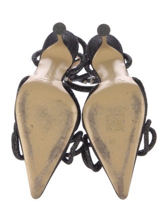 Mach & Mach Glitter Bow Accents Slingback Pumps